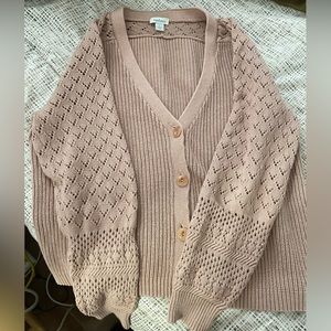 Sundance cotton crochet knit button front granny cardigan sweater